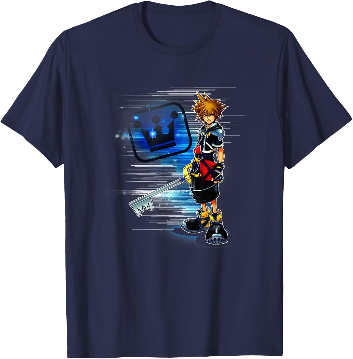 Disney Kingdom Hearts Sora Shiny Speed Dash Chest Portrait T-Shirt - T-Shirt | Navy