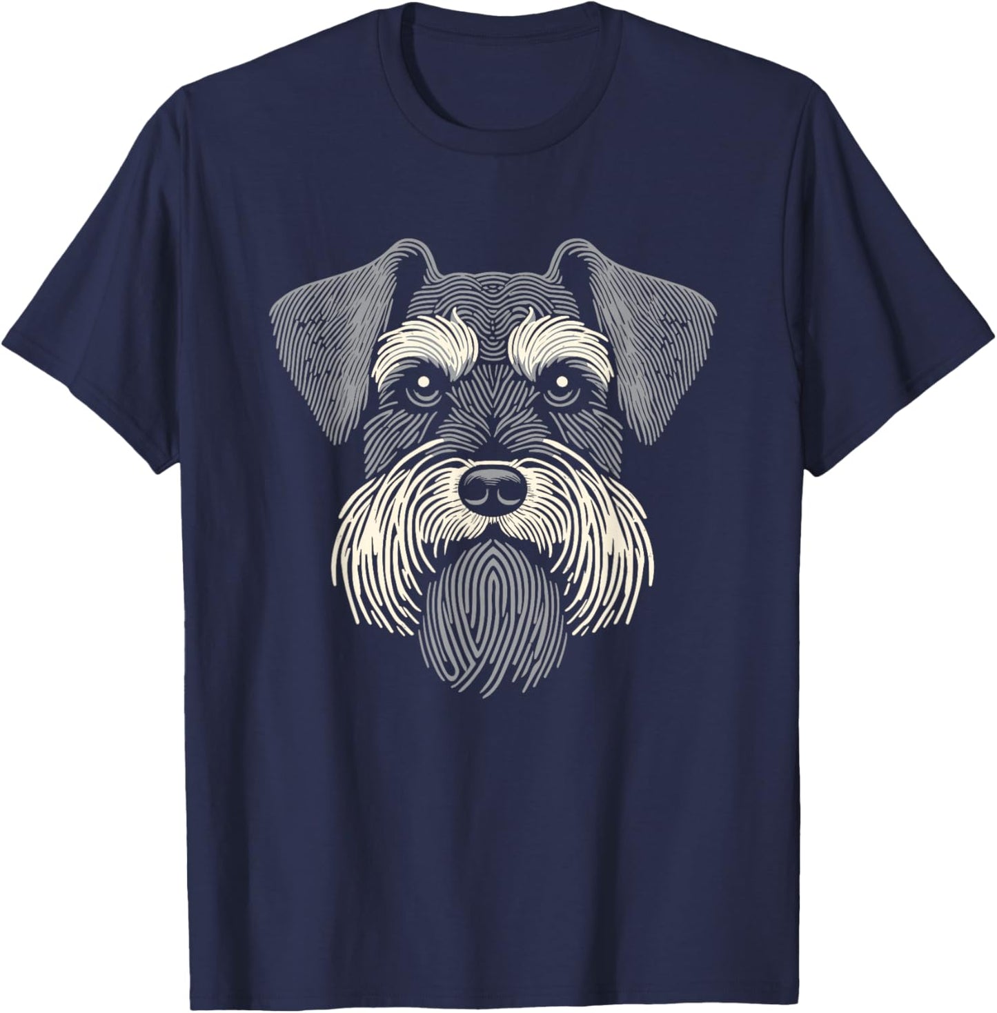 Schnauzer Fingerprint Dog Breed - Pet Schnauzer T-Shirt - T-Shirt | Navy