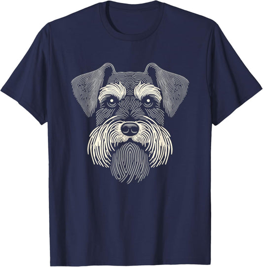 Schnauzer Fingerprint Dog Breed - Pet Schnauzer T-Shirt - T-Shirt | Navy