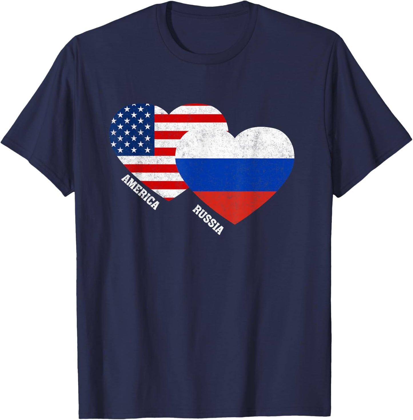 Russia Flag Shirt Russian American Pride Vintage T-Shirt - T-Shirt | Navy
