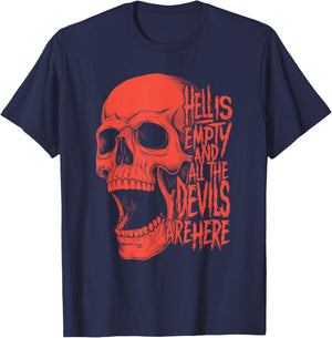 Hell is Empty And All The Devils Are Here Shakespeare Skull T-Shirt - T-Shirt | Navy
