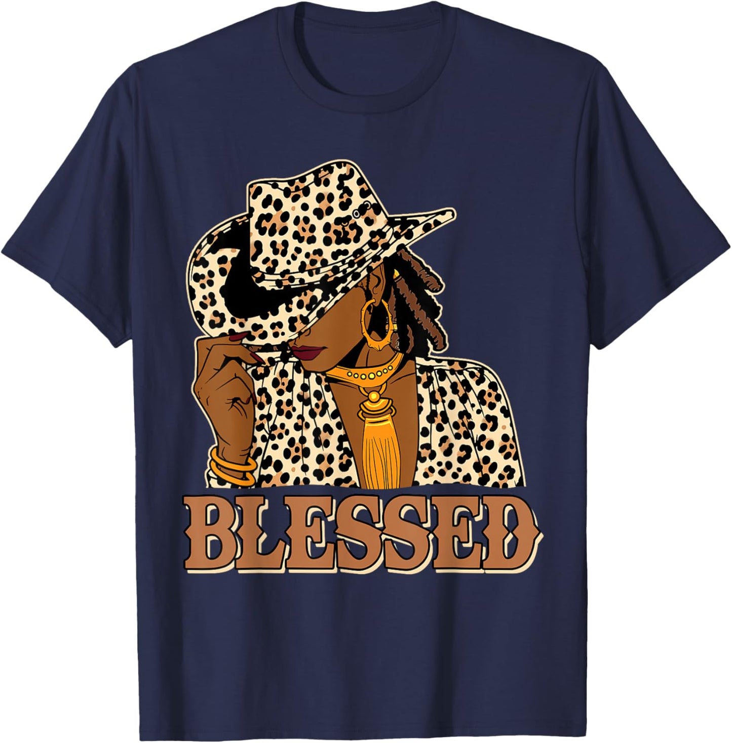 Blessed Black Cowgirl Western Swag African Christian Woman T-Shirt - T-Shirt | Navy