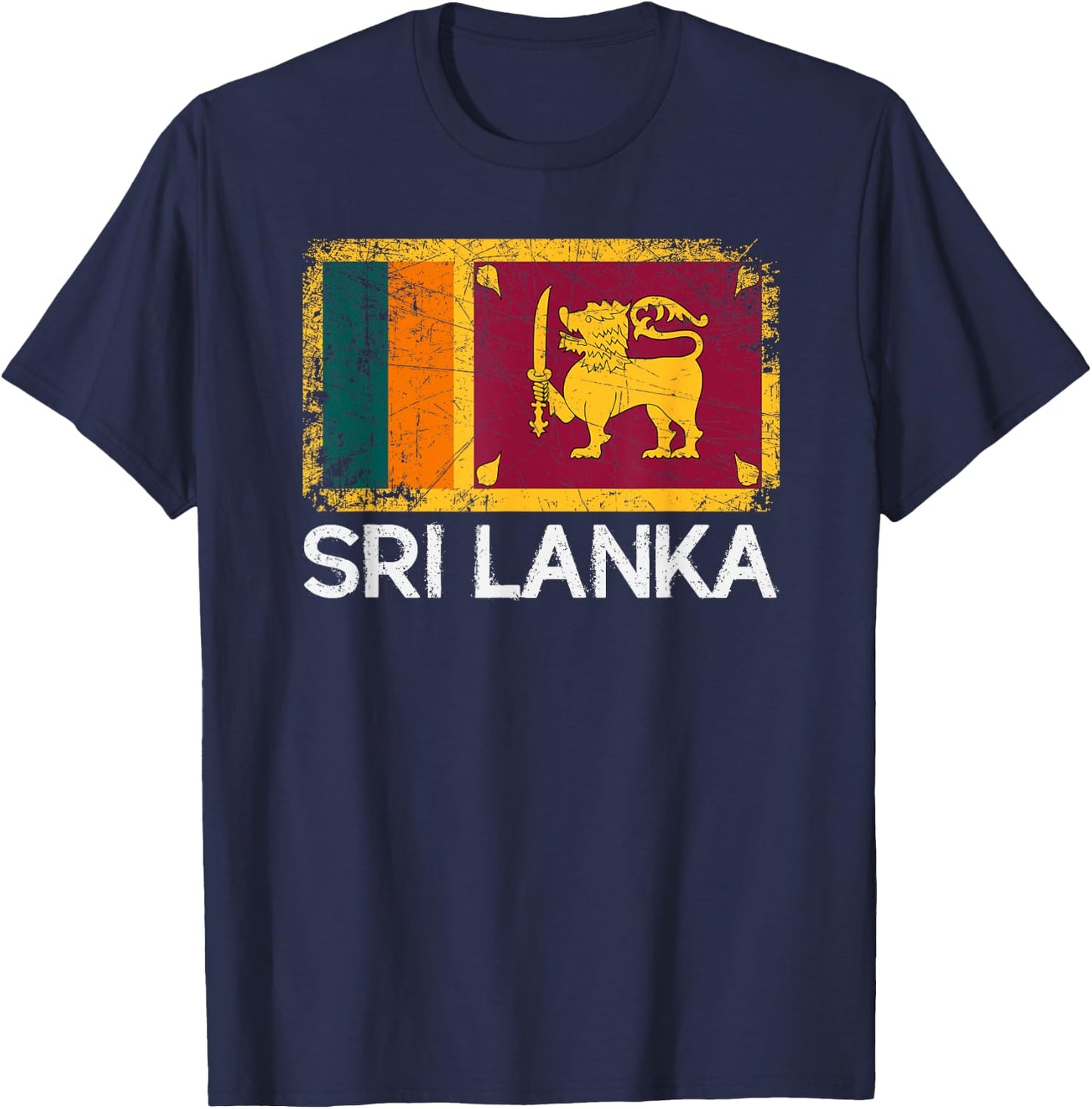 Sri Lankan Flag | Vintage Made In Sri Lanka Gift T-Shirt - T-Shirt | Navy