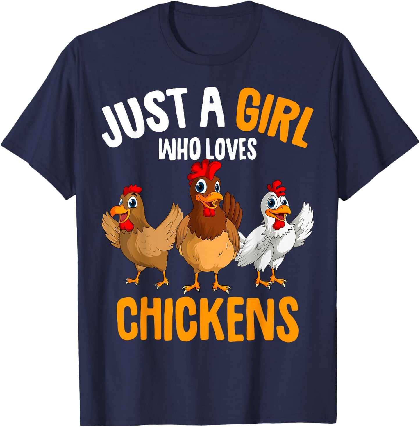 Just a Girl who loves Chickens Kids Girls Chicken T-Shirt - T-Shirt | Navy