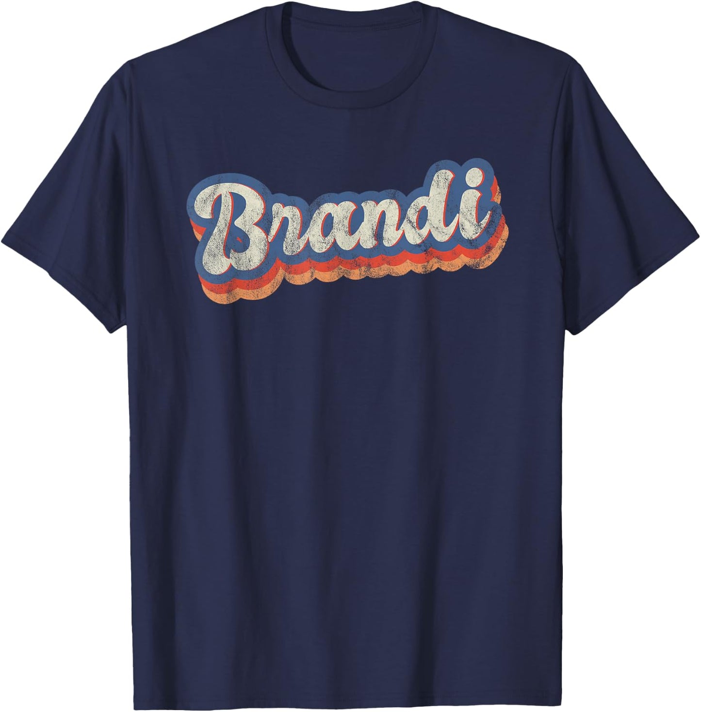 Brandi Personalized Name Shirt Custom Lettering 70's T-Shirt - T-Shirt | Navy