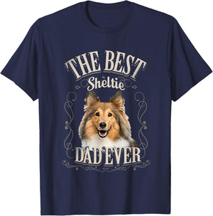 Best Sheltie Dad Ever Shetland Sheepdog Dog Gifts Vintage T-Shirt - T-Shirt | Navy