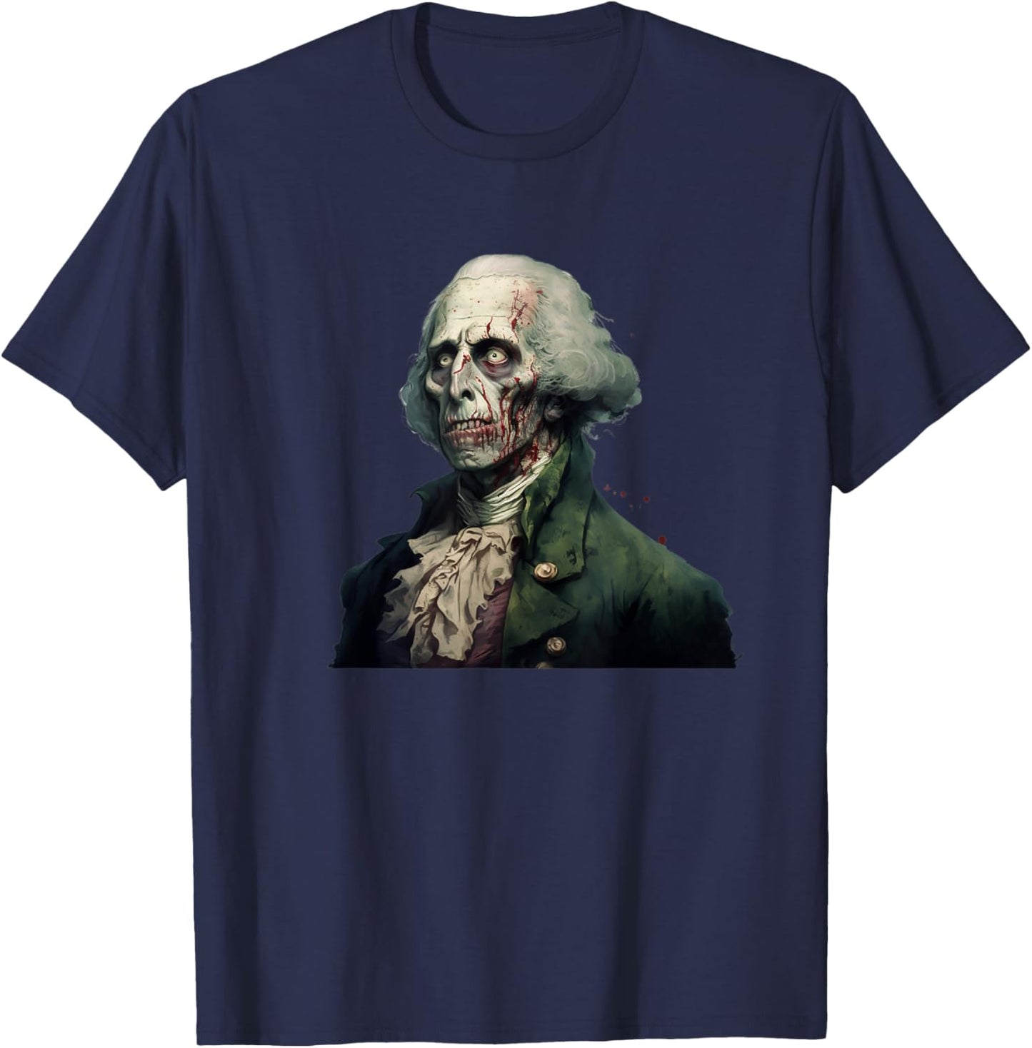 Zombie George Washington Historical Horror T-Shirt - T-Shirt | Navy