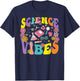 Science Vibes Retro 1st Day of Back To School Groovy Teacher T-Shirt - T-Shirt | Navy