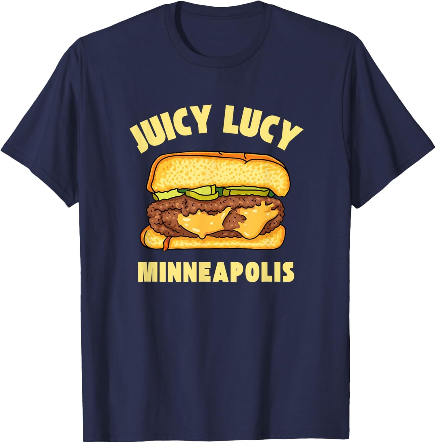 Juicy Lucy Cheeseburger Minneapolis Dive Bar Cheese Burger T-Shirt - T-Shirt | Navy