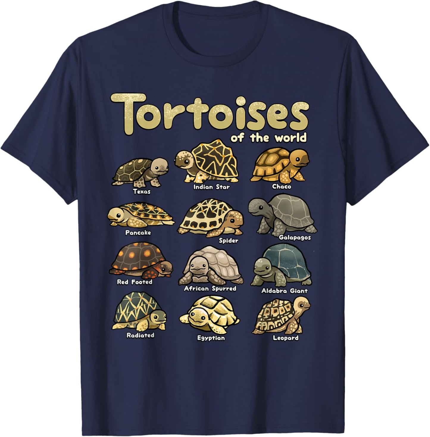 Tortoise Animals of the World Cute Reptile Turtle Lover T-Shirt - T-Shirt | Navy