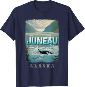 Juneau Alaska AK Glacier Majesty SD102 T-Shirt - T-Shirt | Navy