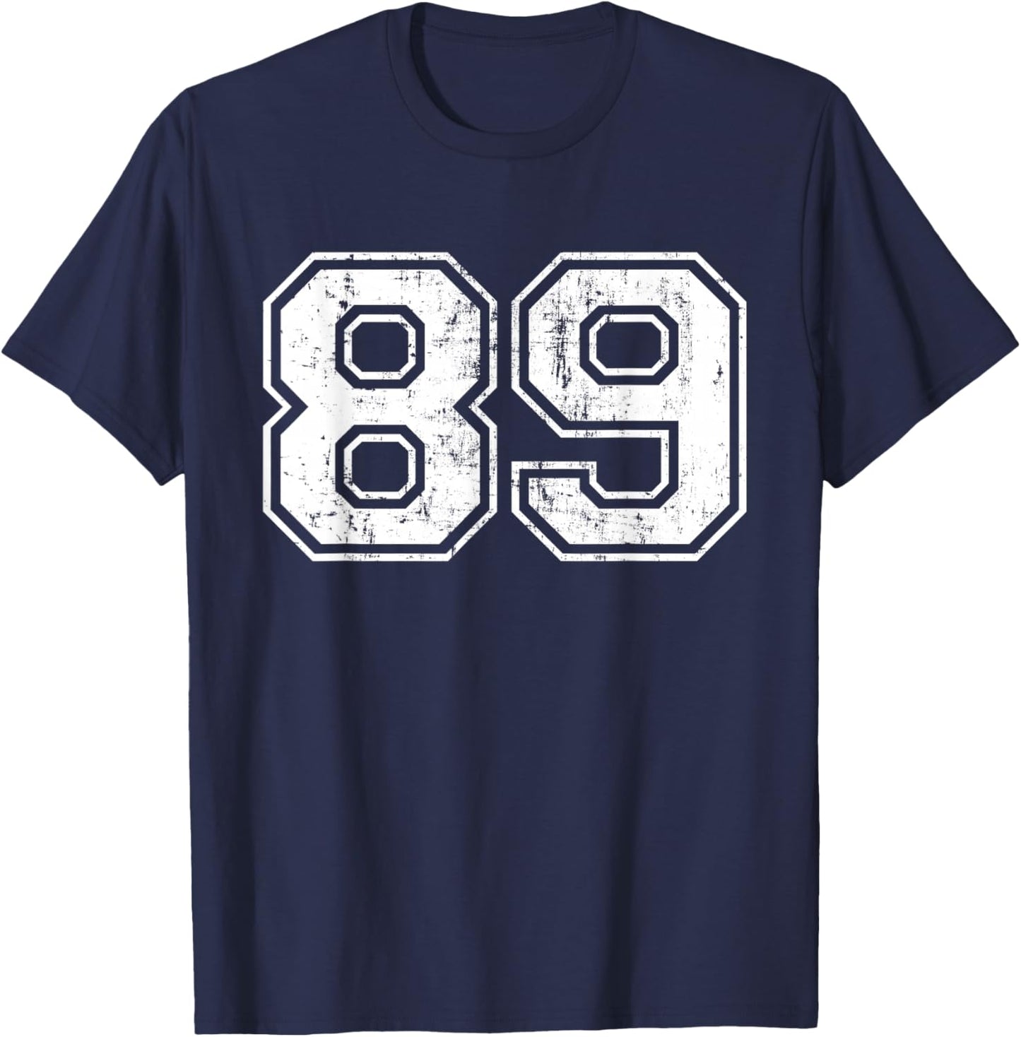 Number 89 Eighty Nine Distressed Vintage Sport Team Practice T-Shirt - T-Shirt | Navy
