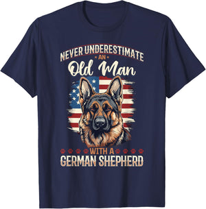 German Shepherd Dog Breed Pet Never Underestimate an Old Man T-Shirt - T-Shirt | Navy
