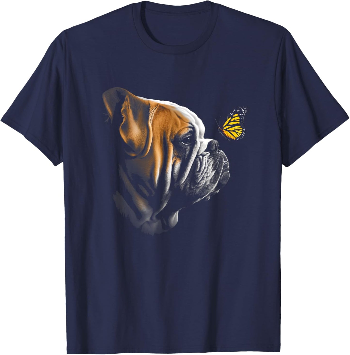 English Bulldog Butterfly Bulldogs Dog Lovers T-Shirt - T-Shirt | Navy