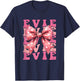 Evie Name Coquette Bow Aesthetic Girls T-Shirt - T-Shirt | Navy