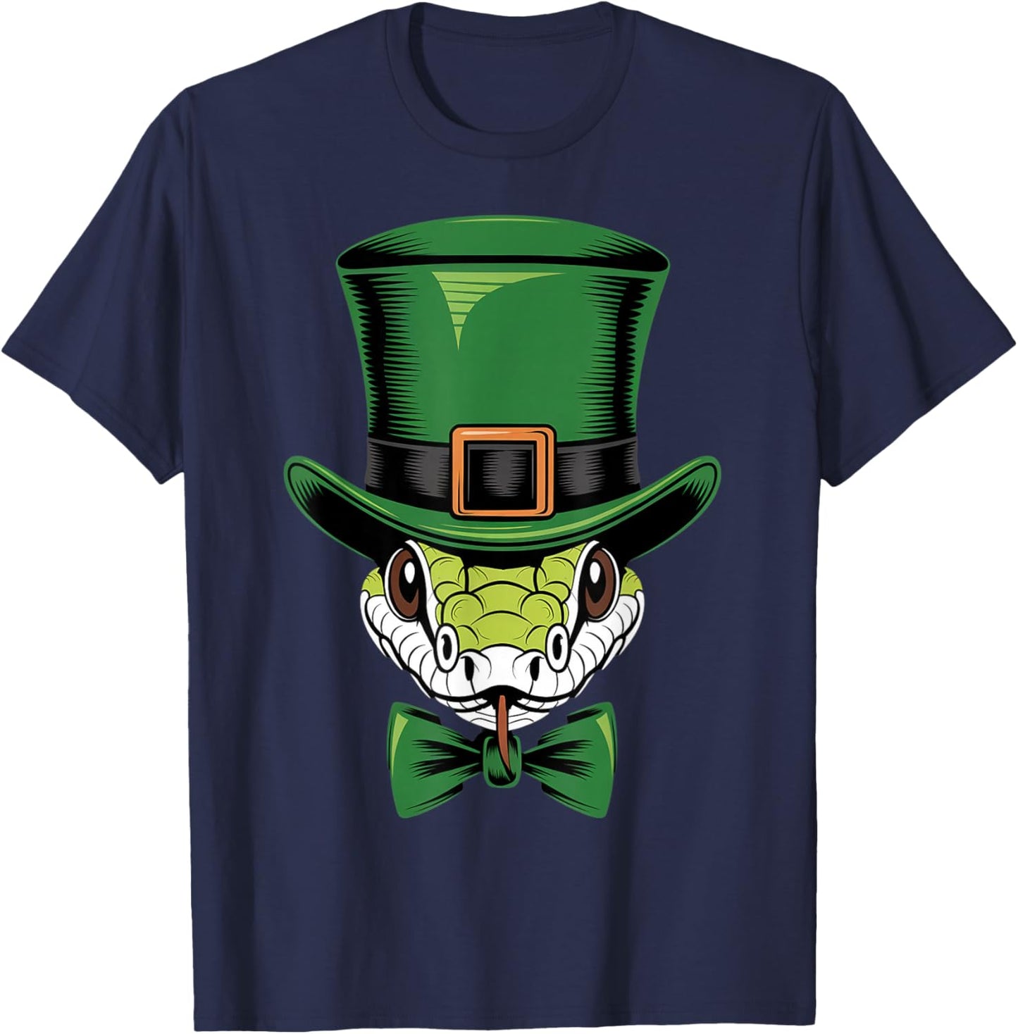 Green Snake shamrock on St Patricks Day Snake T-Shirt - T-Shirt | Navy