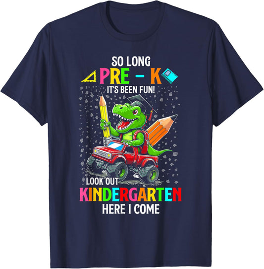 So long pre k its been fun dinosaur riding monster truck T-Shirt - T-Shirt | Navy