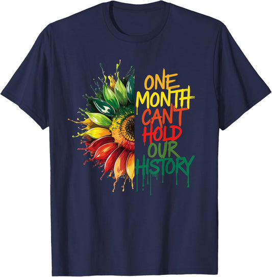 One Month Can't Hold Our History Sunflower African Women T-Shirt - T-Shirt | Navy