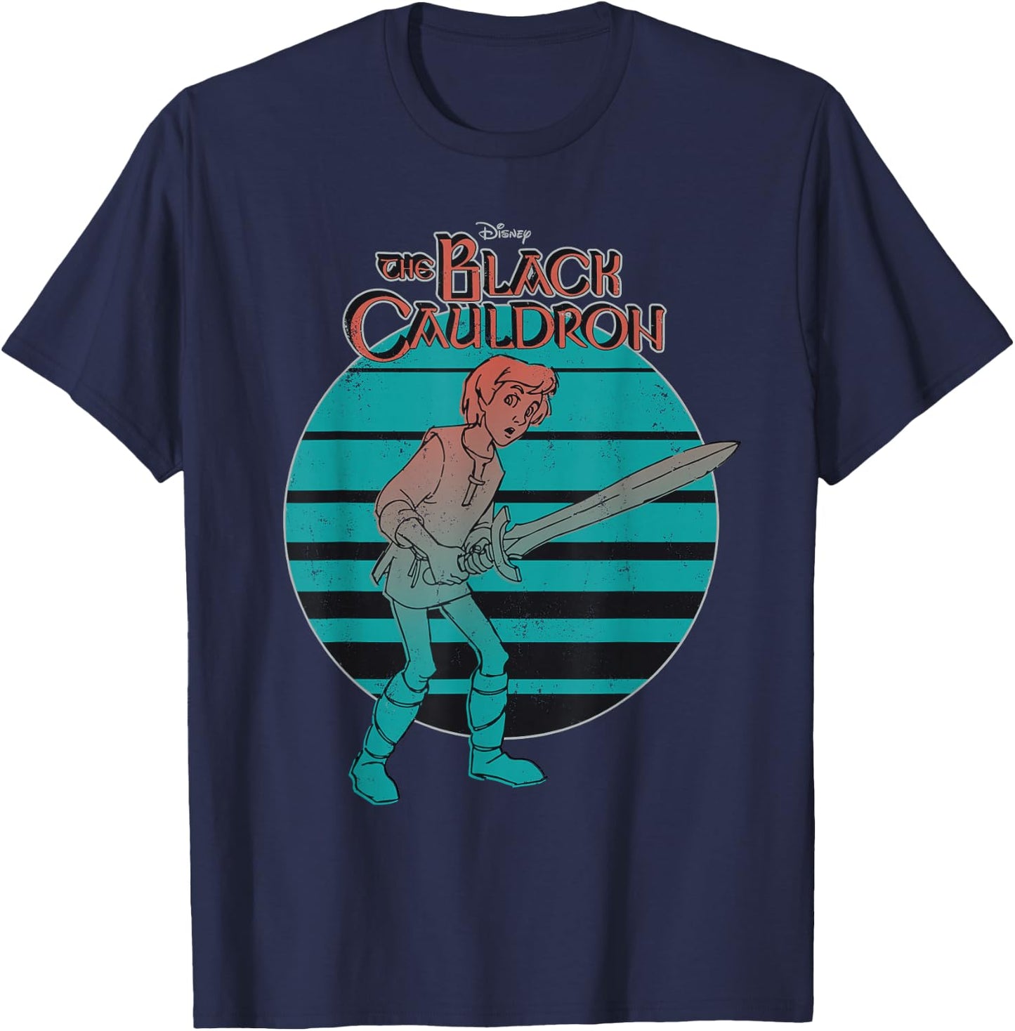 Disney The Black Cauldron Retro Movie Logo T-Shirt - T-Shirt | Navy