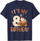 Its My 8th Birthday Cute Fox 8 Year Old Birthday Decorations T-Shirt - T-Shirt | Navy