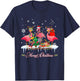 Merry Christmas Hat Santa Flamingo Light Christmas Snow T-Shirt - T-Shirt | Navy