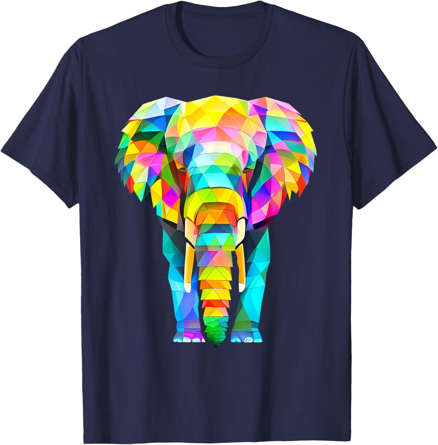 Colorful Elephant Abstract Geometric T-Shirt - T-Shirt | Navy