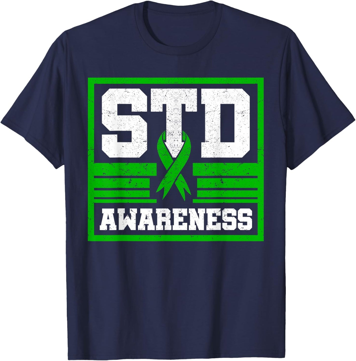 Sexually Transmitted Diseases STD Lime Green Ribbon Syphilis T-Shirt - T-Shirt | Navy