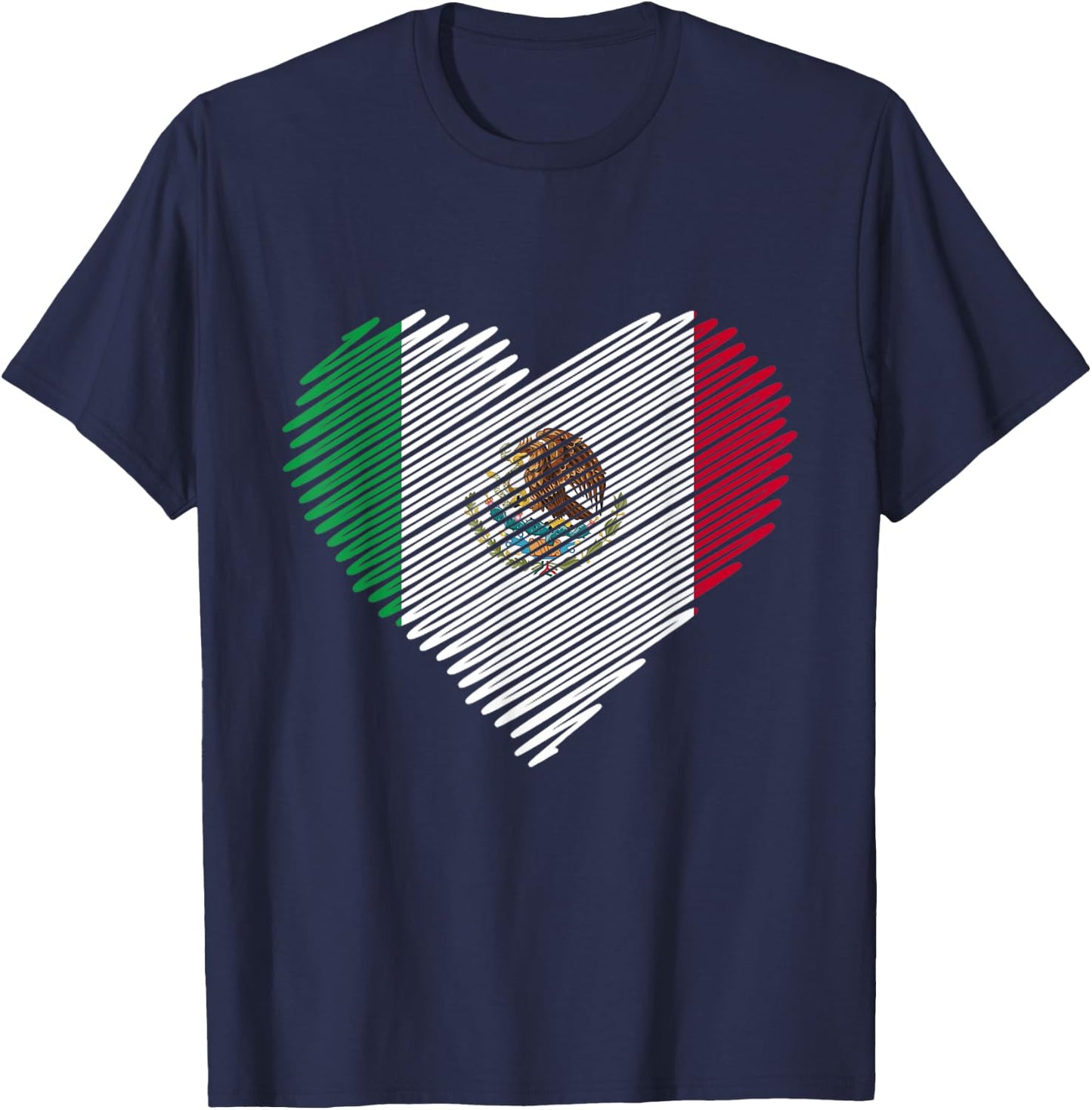 Mexican Flag Heart Gift Mexico T-Shirt - T-Shirt | Navy
