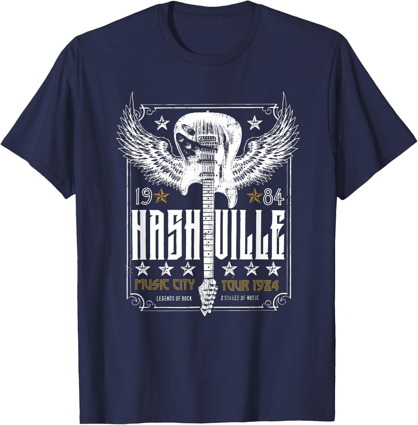 Nashville Tennessee Country Music City Guitar Concert Gifts T-Shirt - T-Shirt | Navy