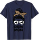 Show Lamb Mom Messy Bun Leopard, Sheep Show Mama T-Shirt - T-Shirt | Navy