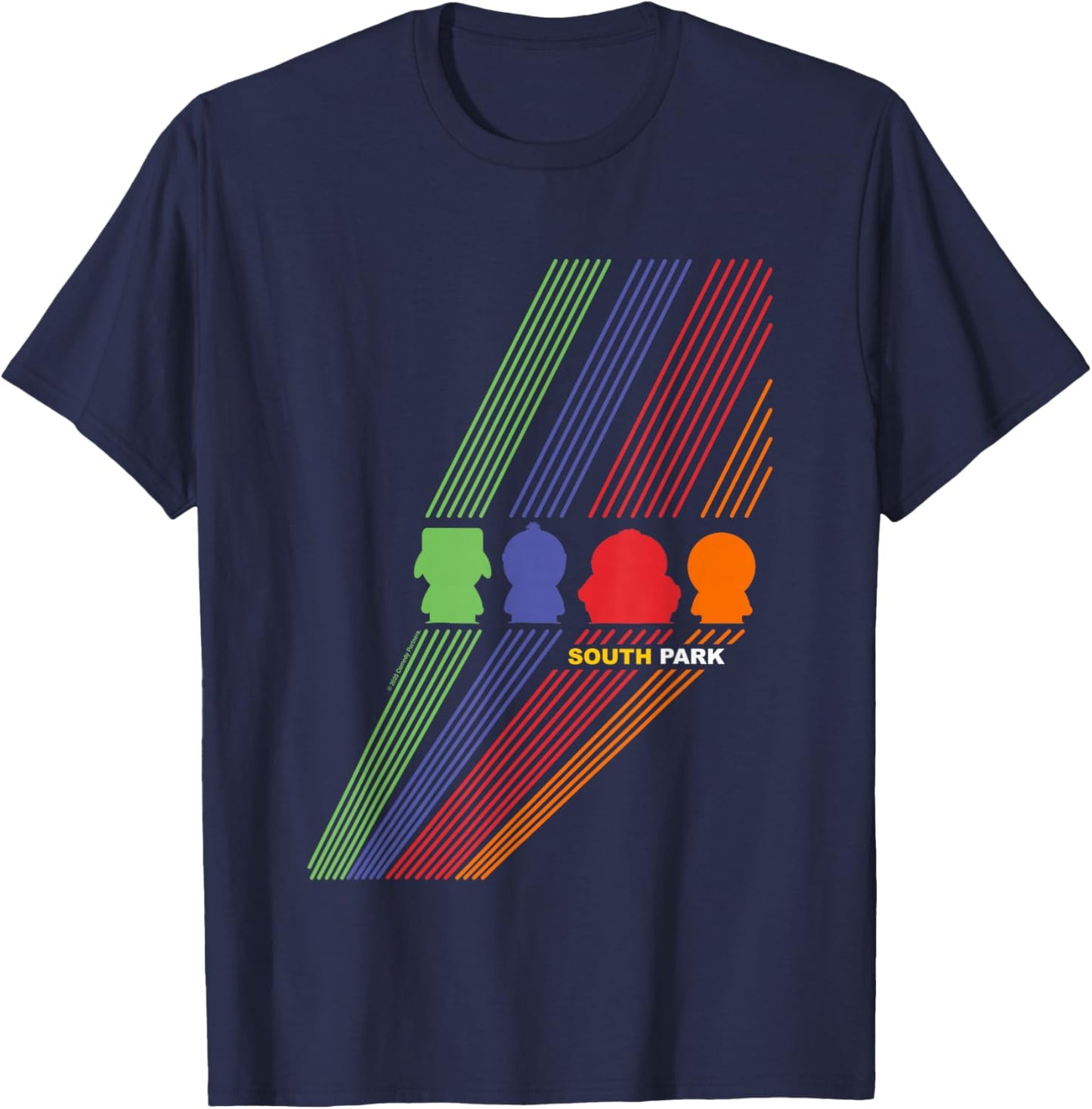 South Park Stan Kenny Kyle & Cartman Colour Line Art T-Shirt - T-Shirt | Navy