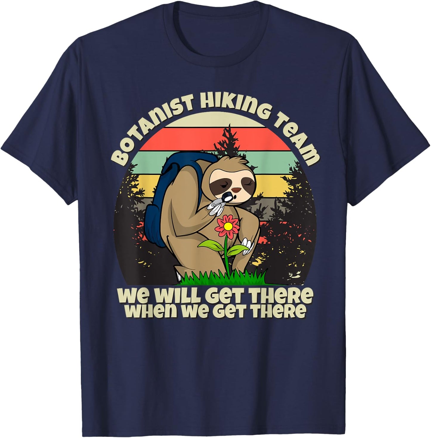 Botanist Hiking Team, Botany Sloth T-Shirt - T-Shirt | Navy
