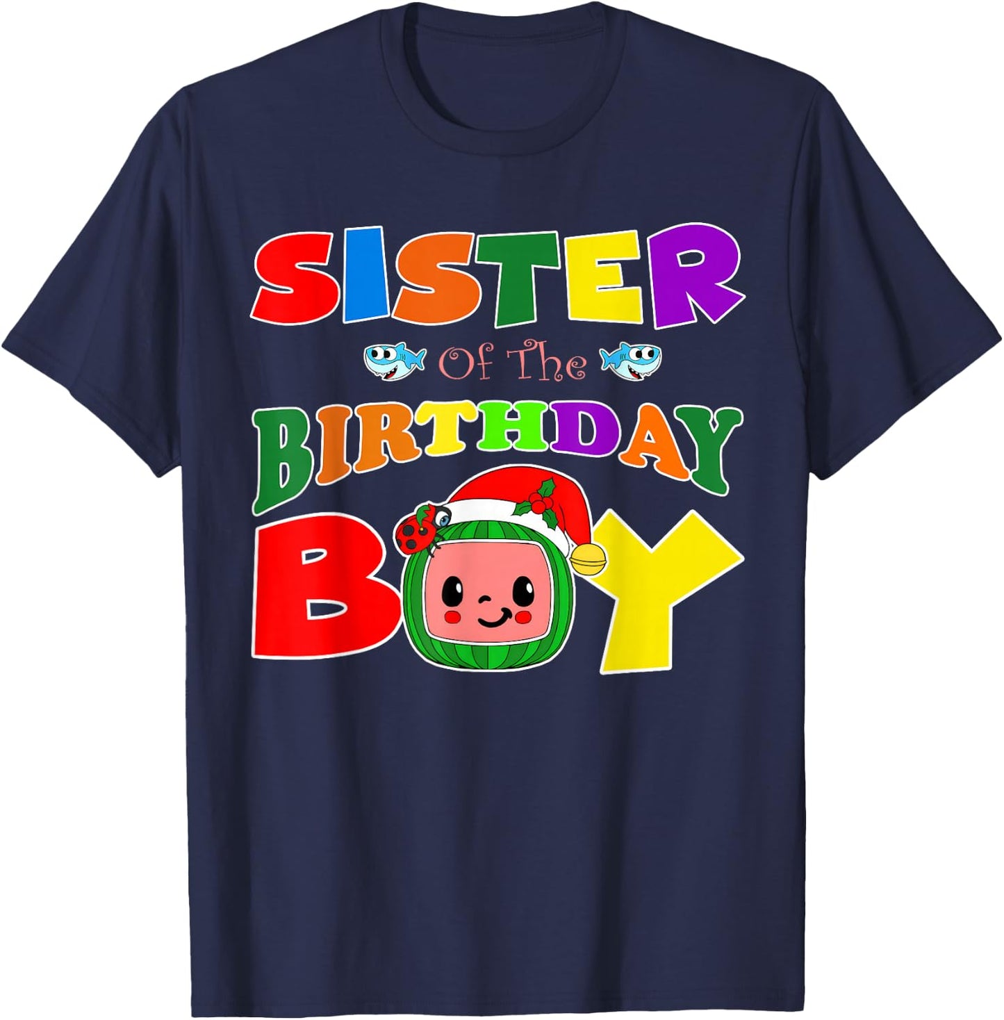 Sister Of The Birthday Boy Funny Melon Family Matching T-Shirt - T-Shirt | Navy