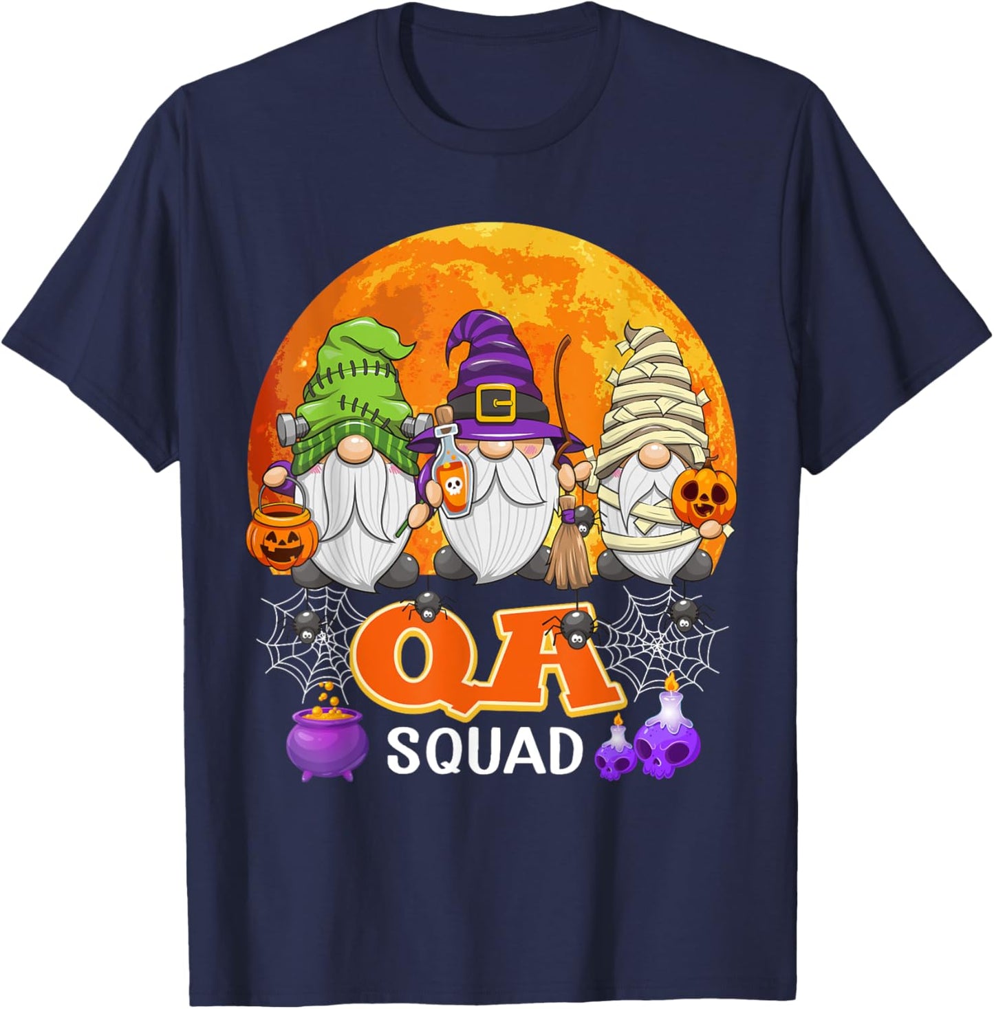QA Squad Halloween QA Analyst Gnome Matching T-Shirt - T-Shirt | Navy
