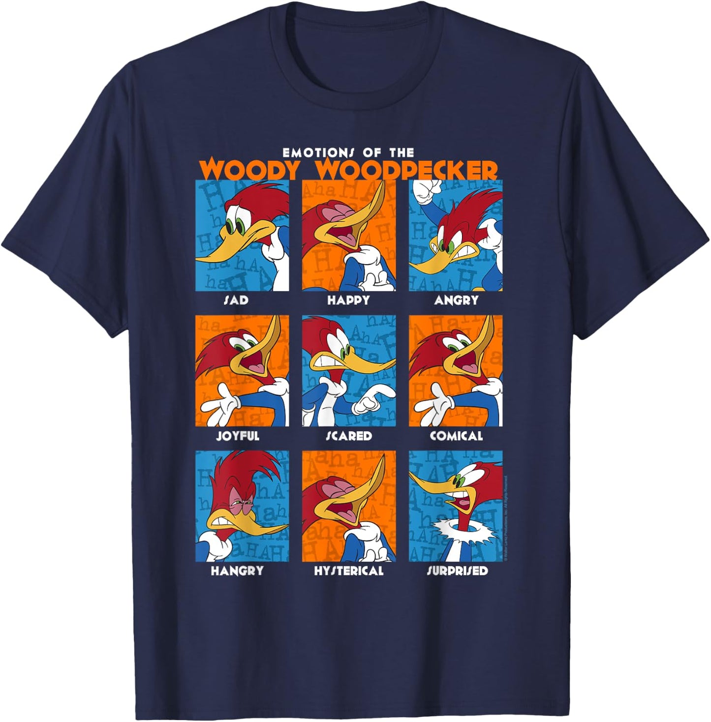 Woody Woodpecker Emotions Vintage Panel Poster T-Shirt - T-Shirt | Navy