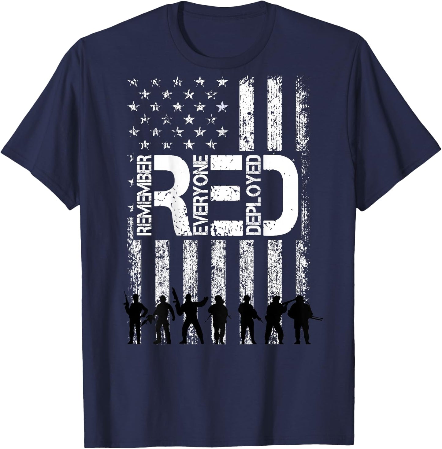 On Fridays We Wear Red Military Veteran Day US Flag Back T-Shirt - T-Shirt | Navy