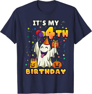Its My 4th Birthday Ghost Halloween Kids T-Shirt - T-Shirt | Navy