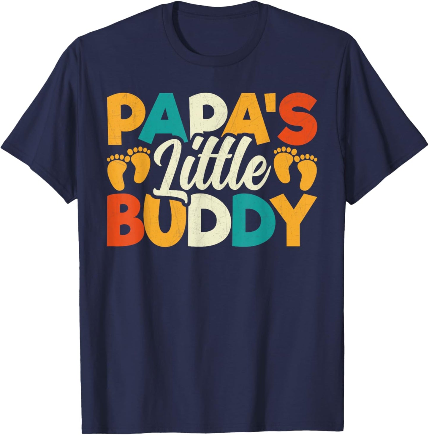 Kids Papa's Little Buddy - Vintage Style Dad Fathers Day T-Shirt - T-Shirt | Navy