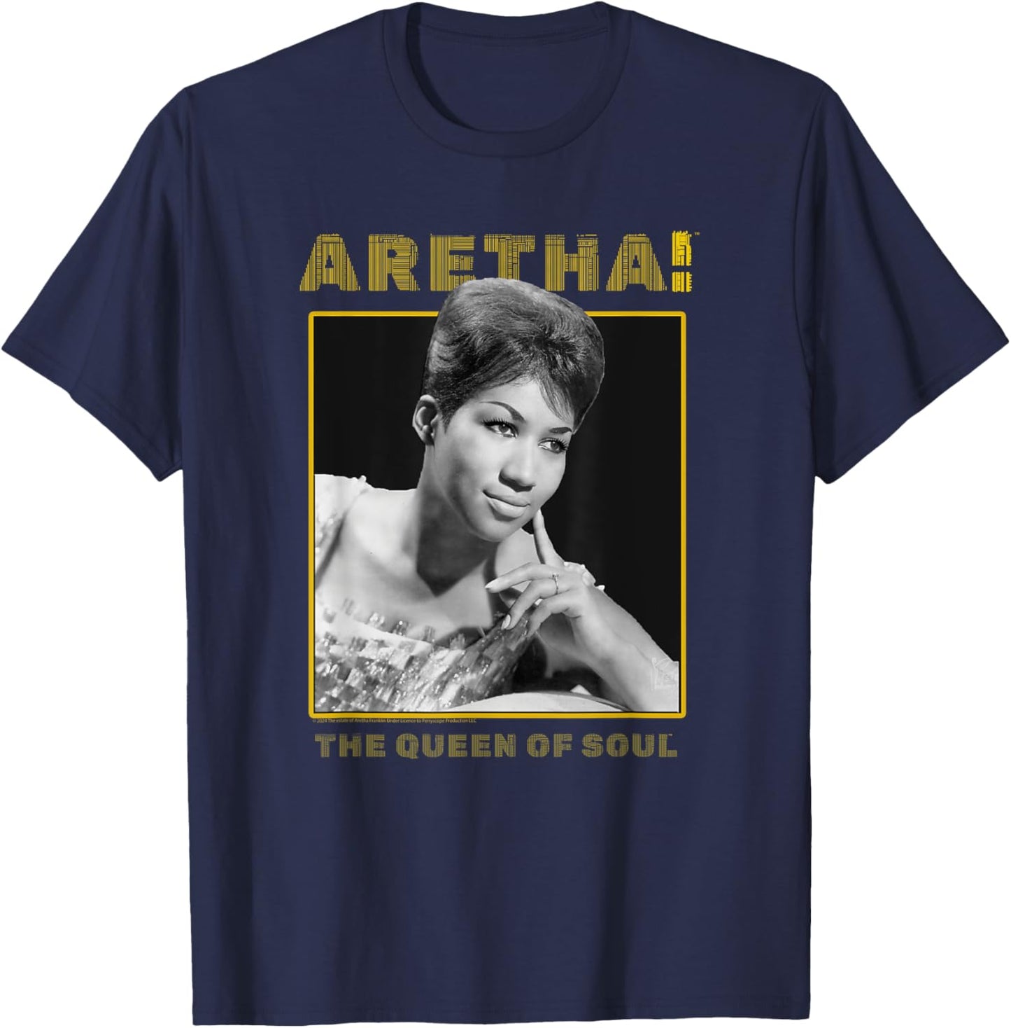 Aretha Franklin The Queen of Soul Music Portrait T-Shirt - T-Shirt | Navy