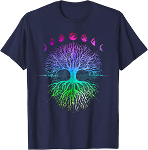 Phases of the Moon Tree of Life Hippy T-Shirt - T-Shirt | Navy