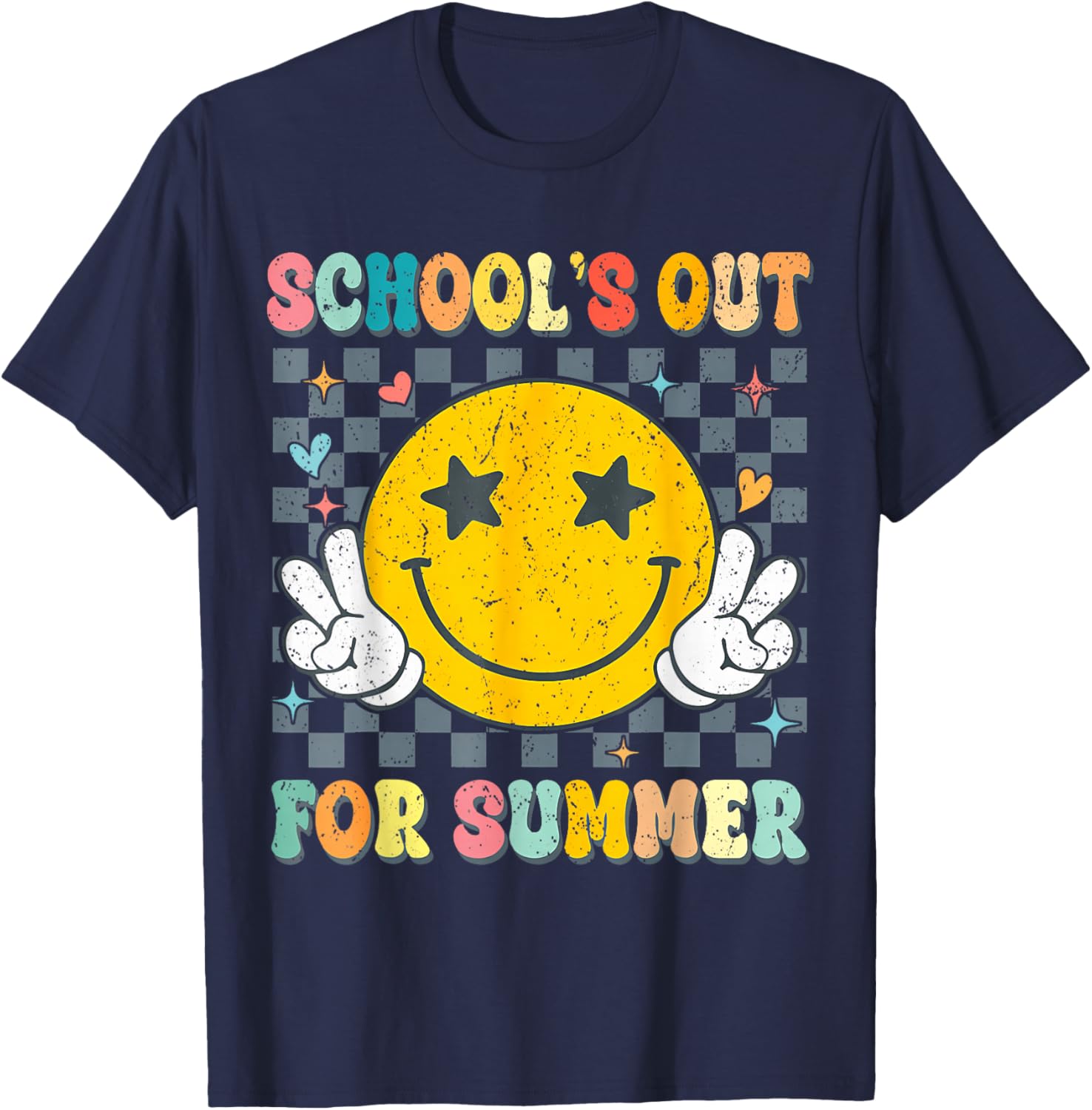 Last Day Of School Retro Schools Out For Summer Teacher T-Shirt - T-Shirt | Navy