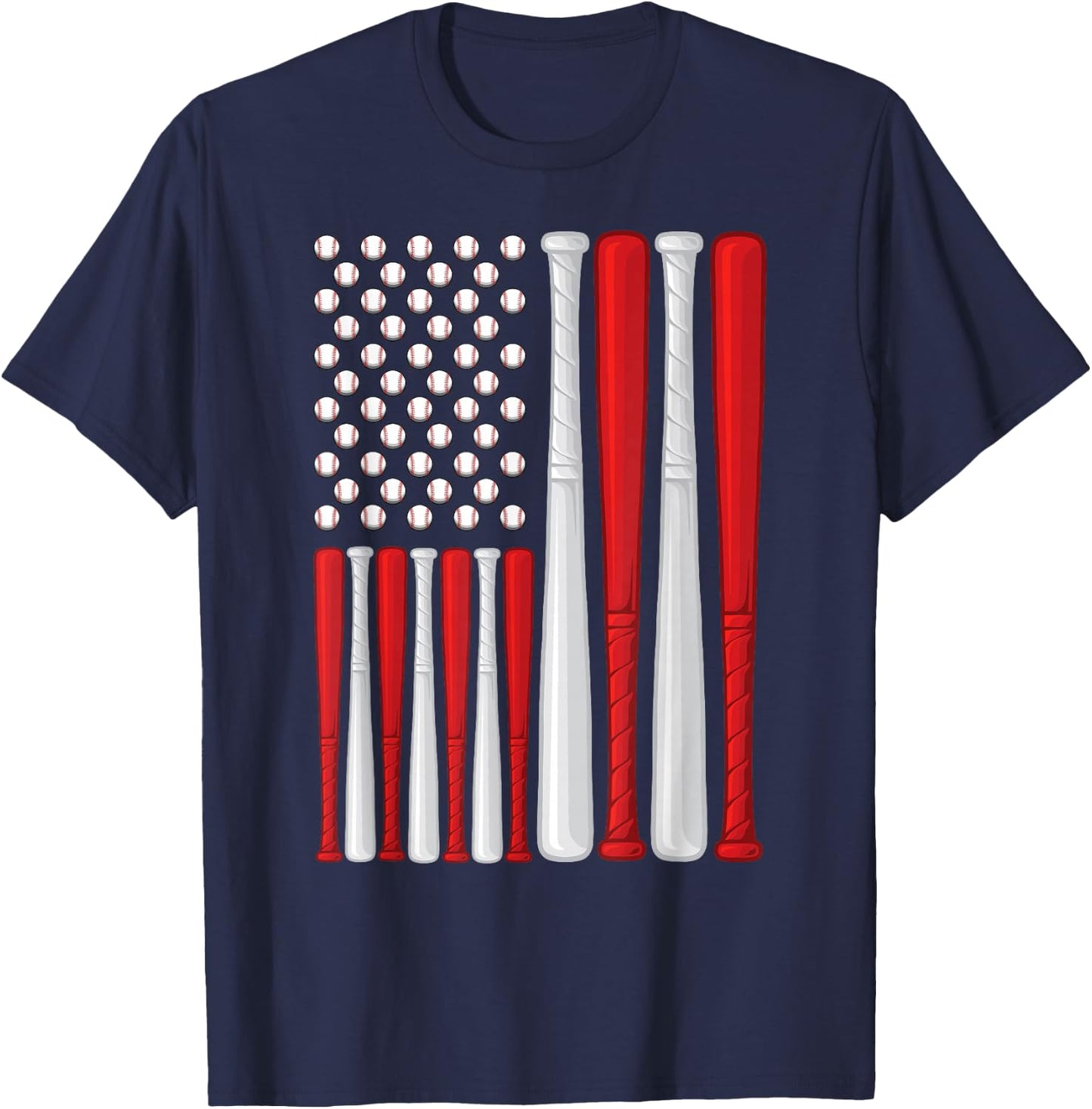 USA Flag - American Baseball Flag - Vintage Baseball Flag T-Shirt - T-Shirt | Navy