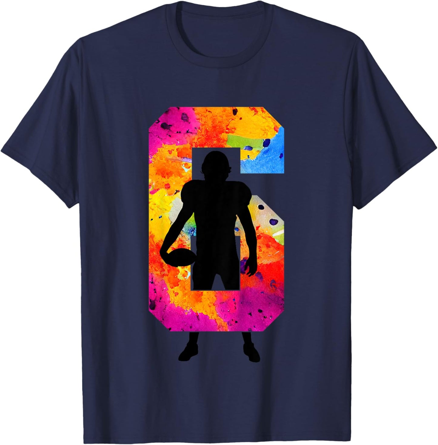 Kids FOOTBALL PLAYER NUMBER 6 YEARS FOOTBALL 6TH BIRTHDAY T-Shirt - T-Shirt | Navy