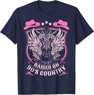 Nashville Raised On 90's Country Music Concert Outfit T-Shirt - T-Shirt | Navy