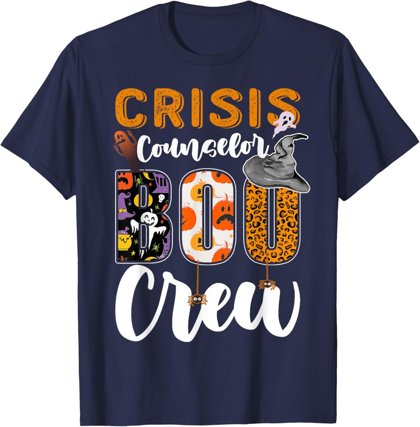 Crisis Counselor Boo Crew Halloween Matching Trauma Therapy T-Shirt - T-Shirt | Navy
