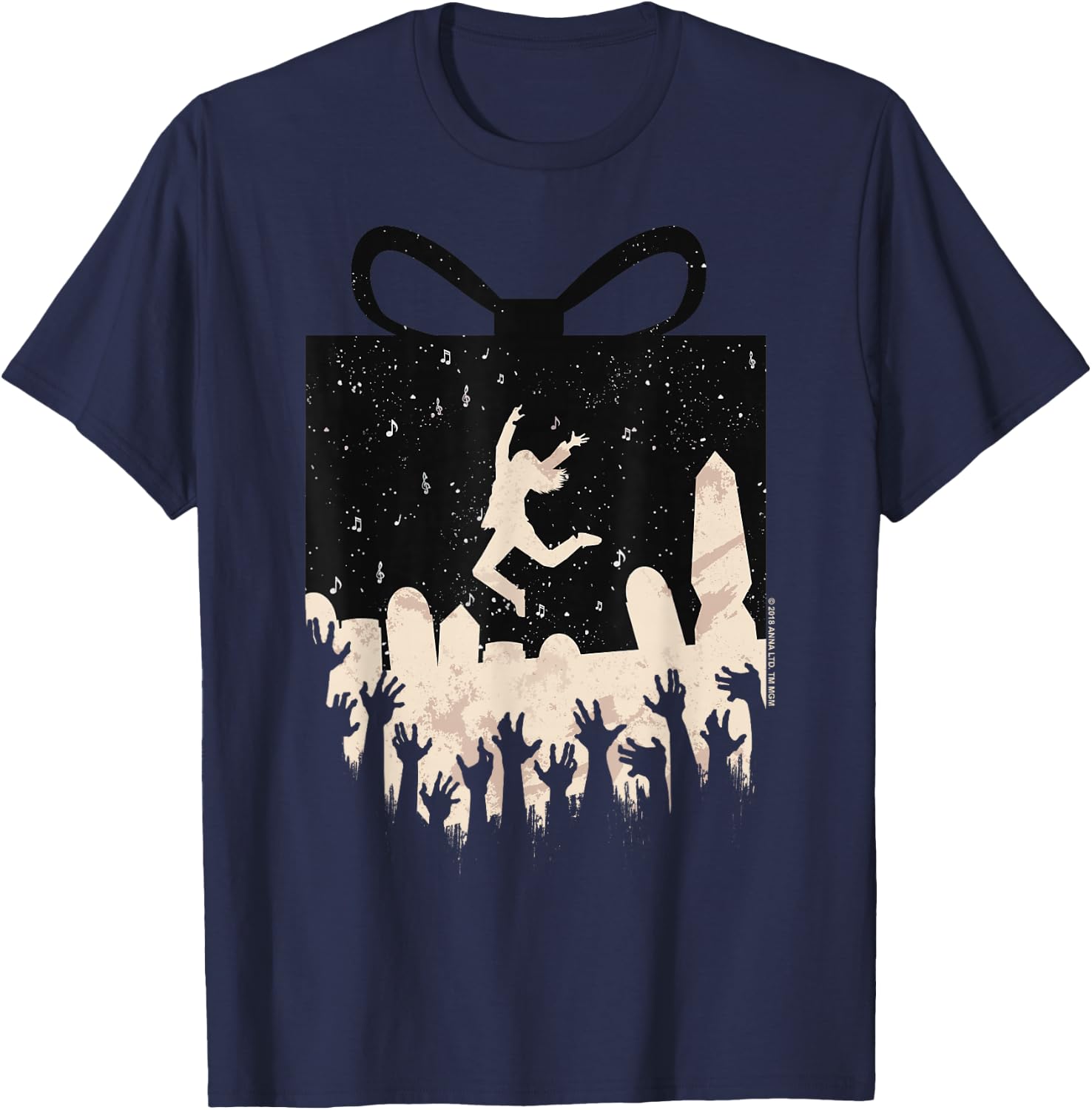 Anna and the Apocalypse Zombie Present Silhouette Christmas T-Shirt - T-Shirt | Navy