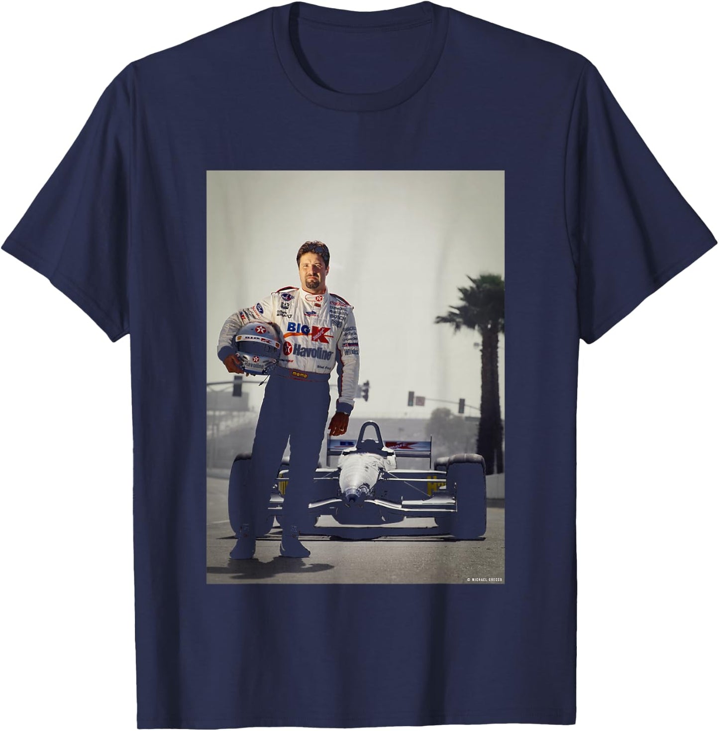 Michael Mario Andretti F1 Long Beach Prix Michael Grecco T-Shirt - T-Shirt | Navy
