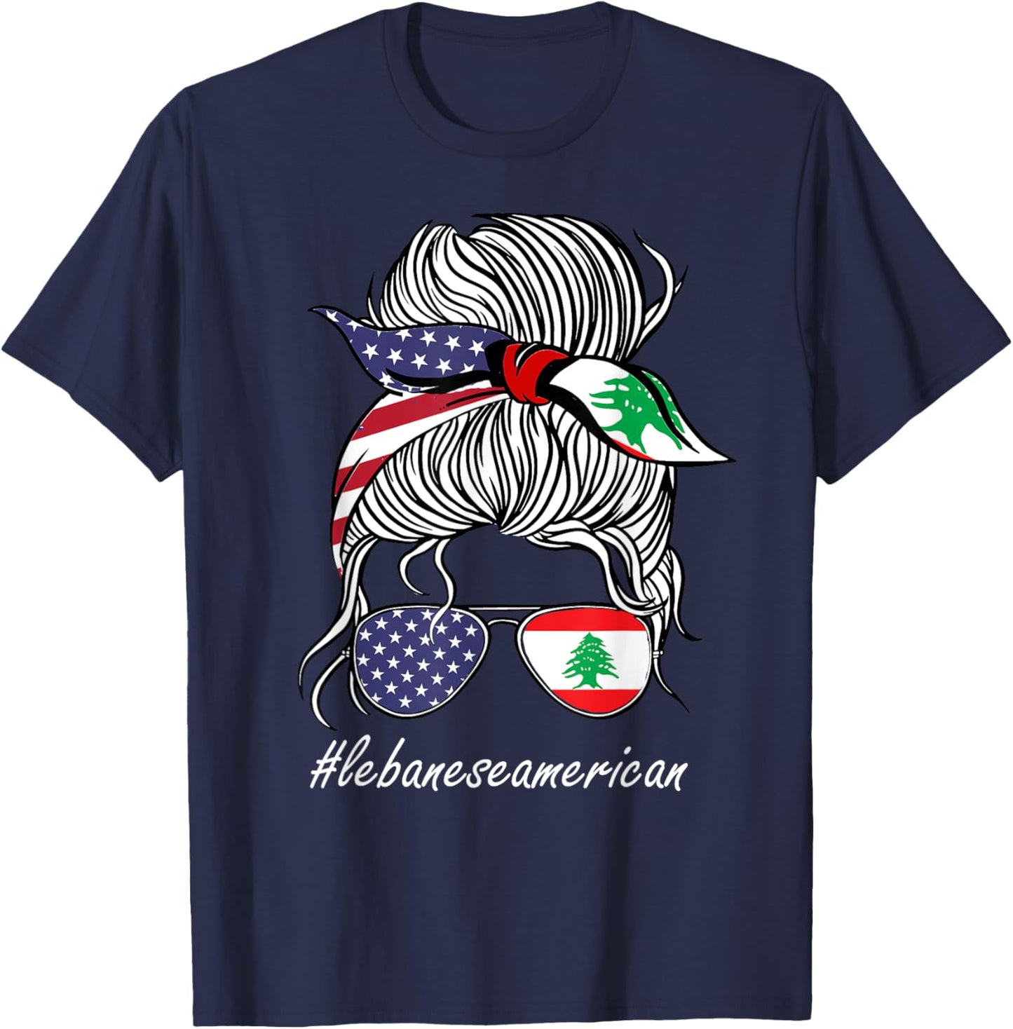 Lebanon Heritage American Grown Women Girl Lebanon Flag T-Shirt - T-Shirt | Navy