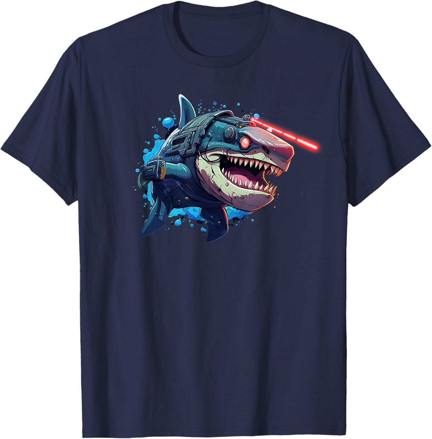 Shark with Laser Beam Attached to its head graphic T-Shirt - T-Shirt | Navy