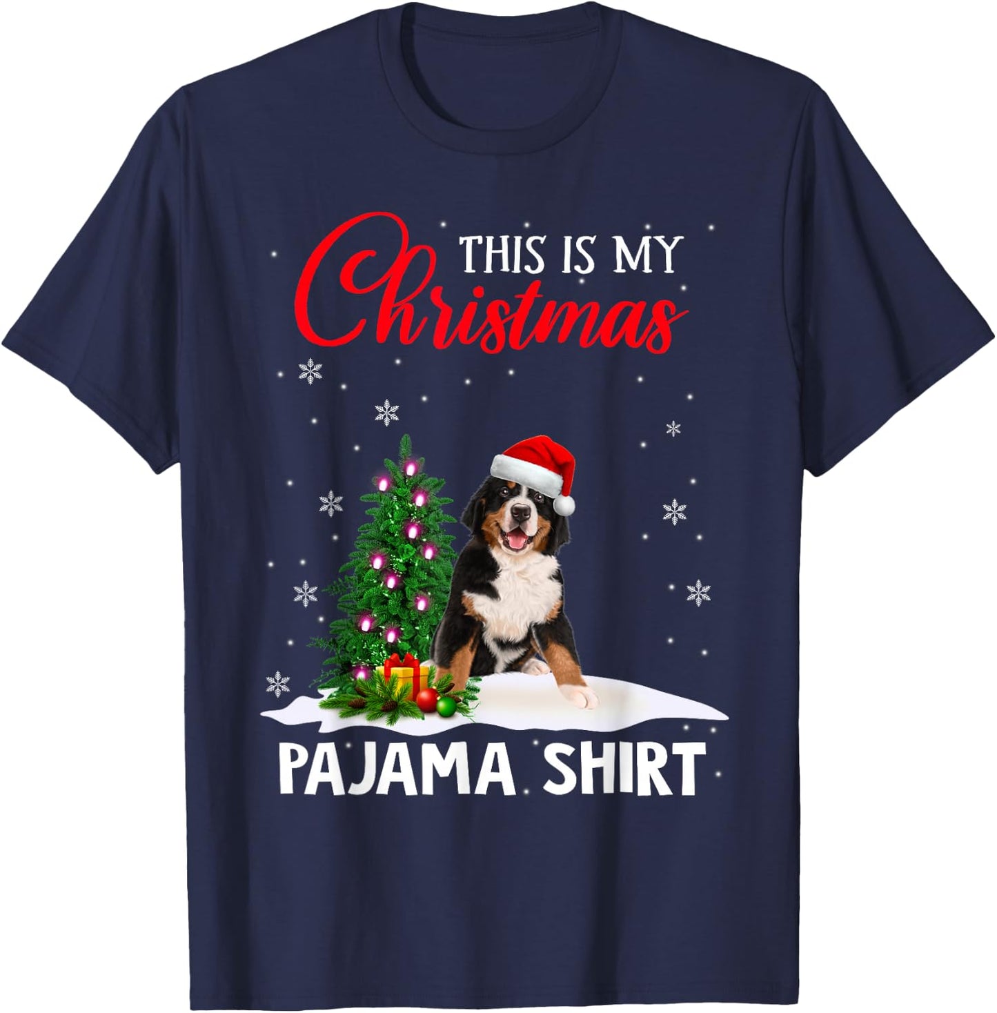 This Is My Christmas Pajama Bernese Mountain Xmas Dog Lover T-Shirt - T-Shirt | Navy